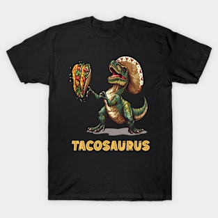 Tacosaurus Funny Tacos Tuesday T-rex Holding Taco Dinosaur For Cinco De Mayo T-Shirt